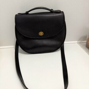 COACH VINTAGE SHOULDER BAG BLACK LEATHER